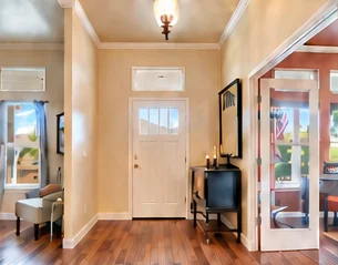 Front entry with French doors